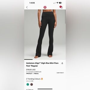 Lululemon Align HR Mini Flare Pant *Regular